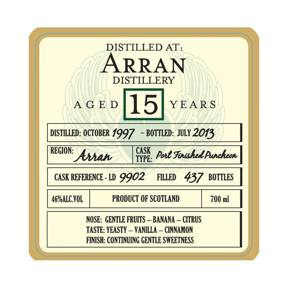 Arran 15 Years Old 1997 Cask #LD 9902 (Douglas of Drumlanrig)