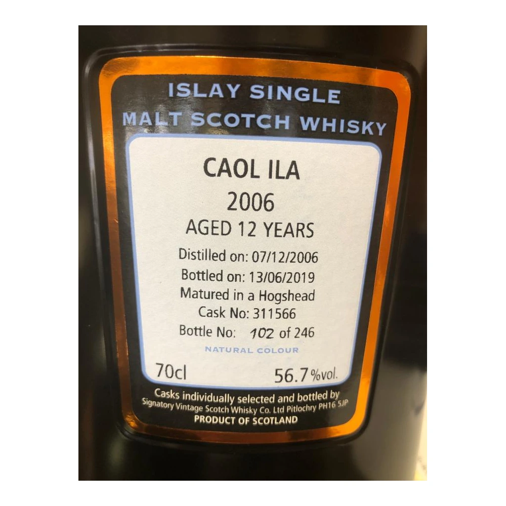 Caol Ila 12 Years Old 2006 Cask #311566 (Signatory)