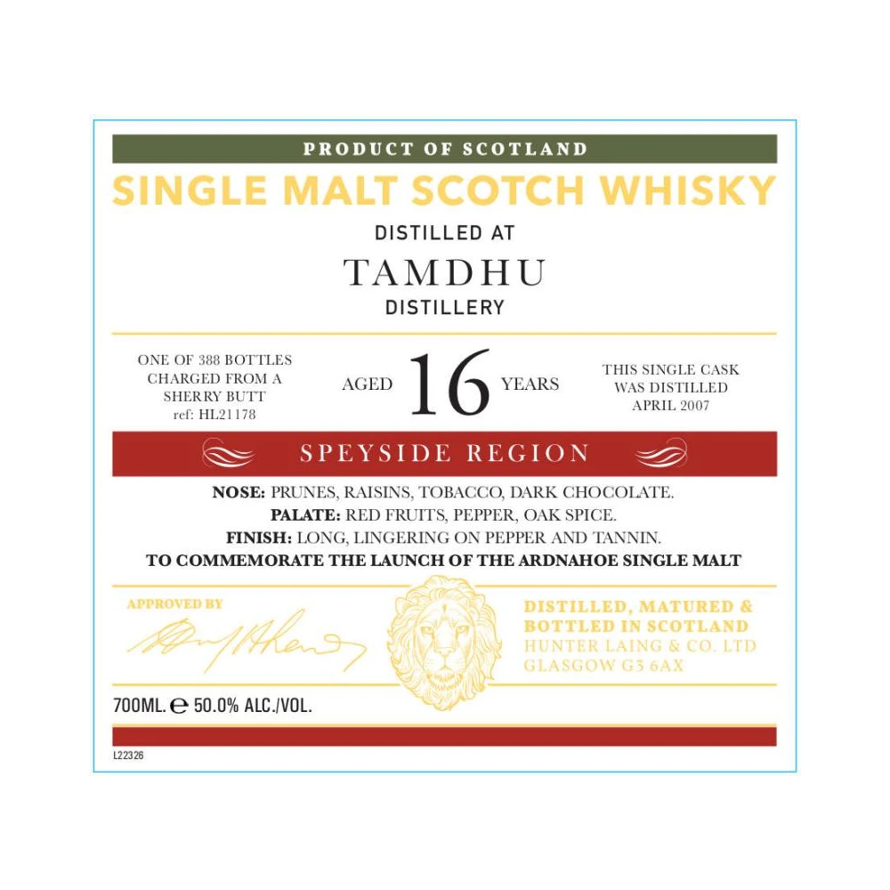Tamdhu 16 Years Old 2007 Cask #HL 21178 (Old Malt Cask)