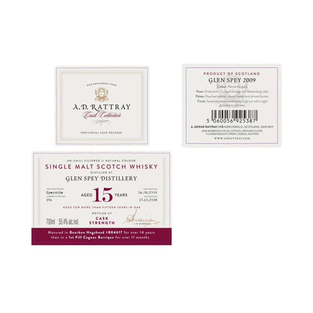 Glen Spey 15 Years Old 2009 Cask #804617 (A.D. Rattray)