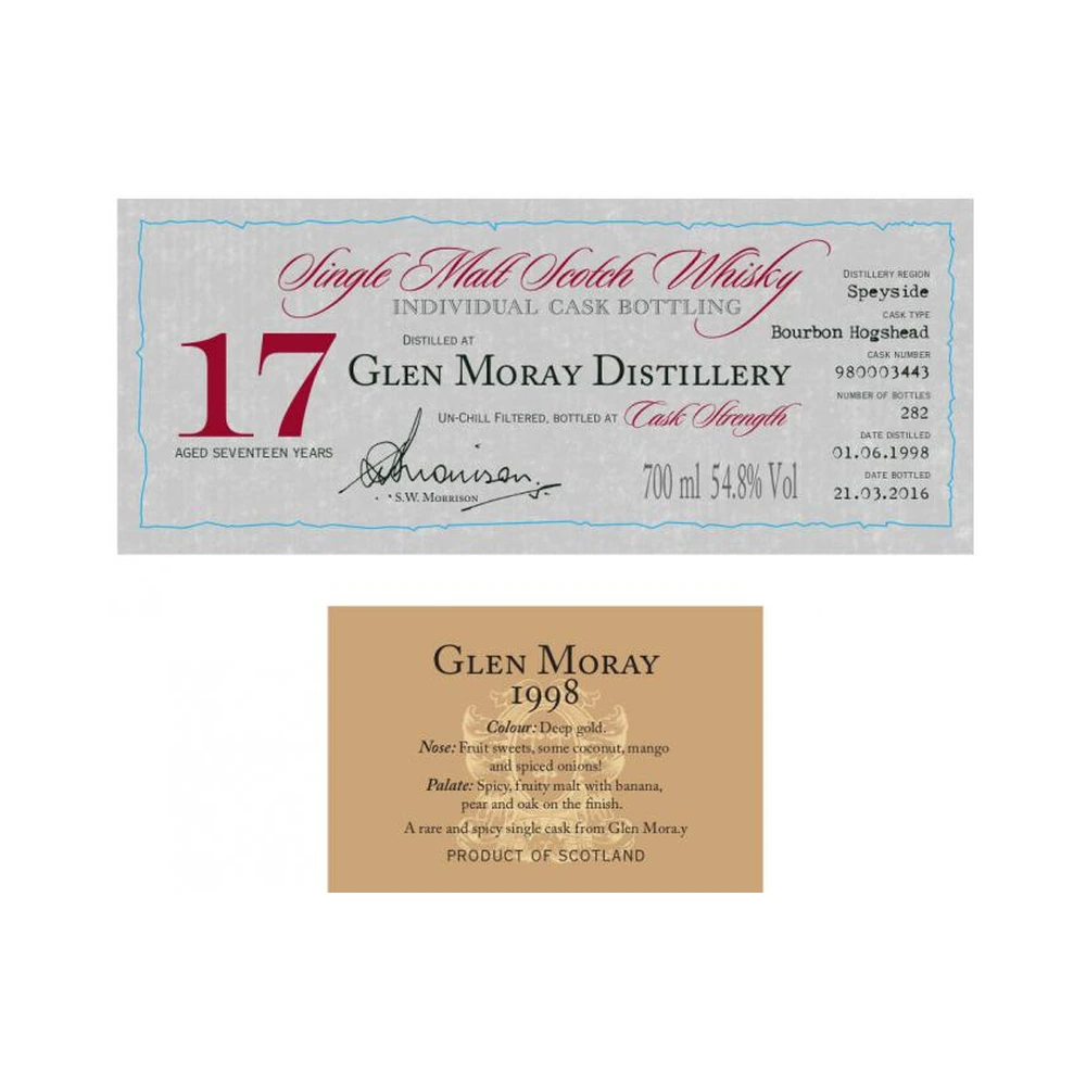 Glen Moray 17 Years Old 1998 Cask #980003443 (A.D. Rattray)
